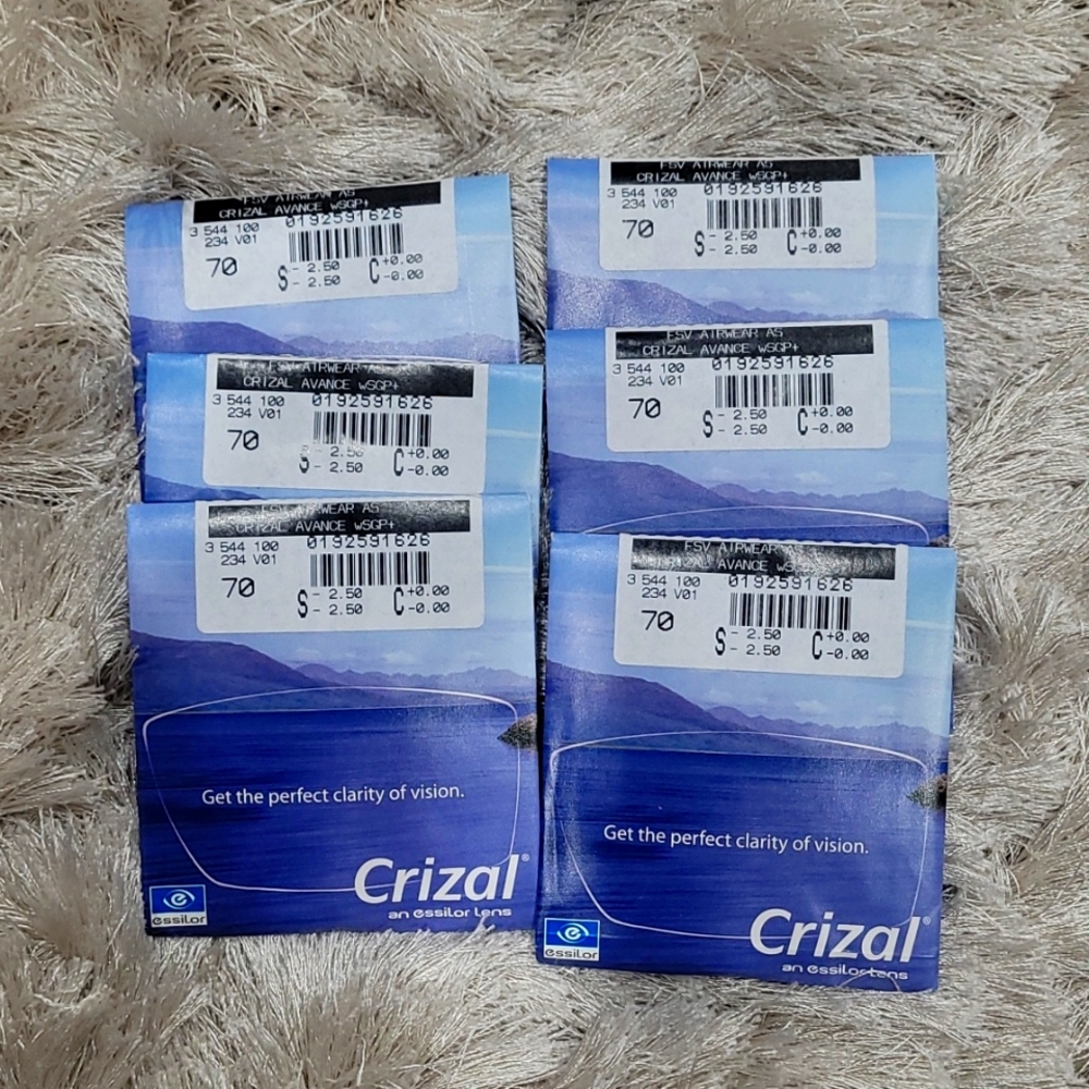 NEW 3 Pairs Polycarbonate Aspherical Crizal Avancce stock lens (Blanc lens) -2.5